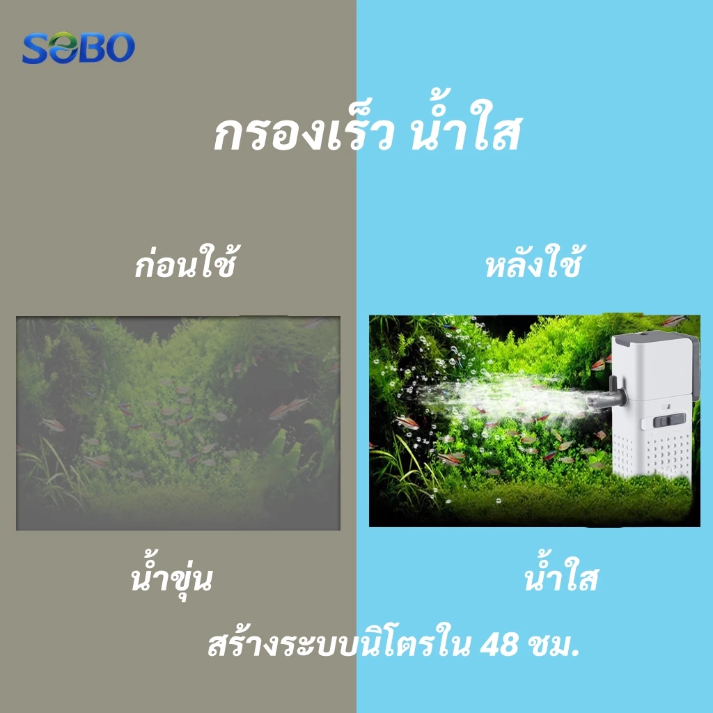 ปั๊มกรองน้ำตู้ปลา 5in1 SOBO AQ-500F/1000F/1500F/2000F ดูดขี้ปลา กรองละเอียด เงียบ thumbnail 6