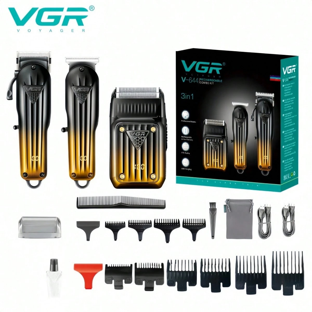VGR V-644&V-646 แบตเตอเลี่ยนตัดผม ครบชุด แบบไร้สาย ที่โกนหนวด ปัตตาเลี่ยนกันขอบ กันลาย ชาร์จUSB สินค้าคุณภาพ พร้อมส่ง