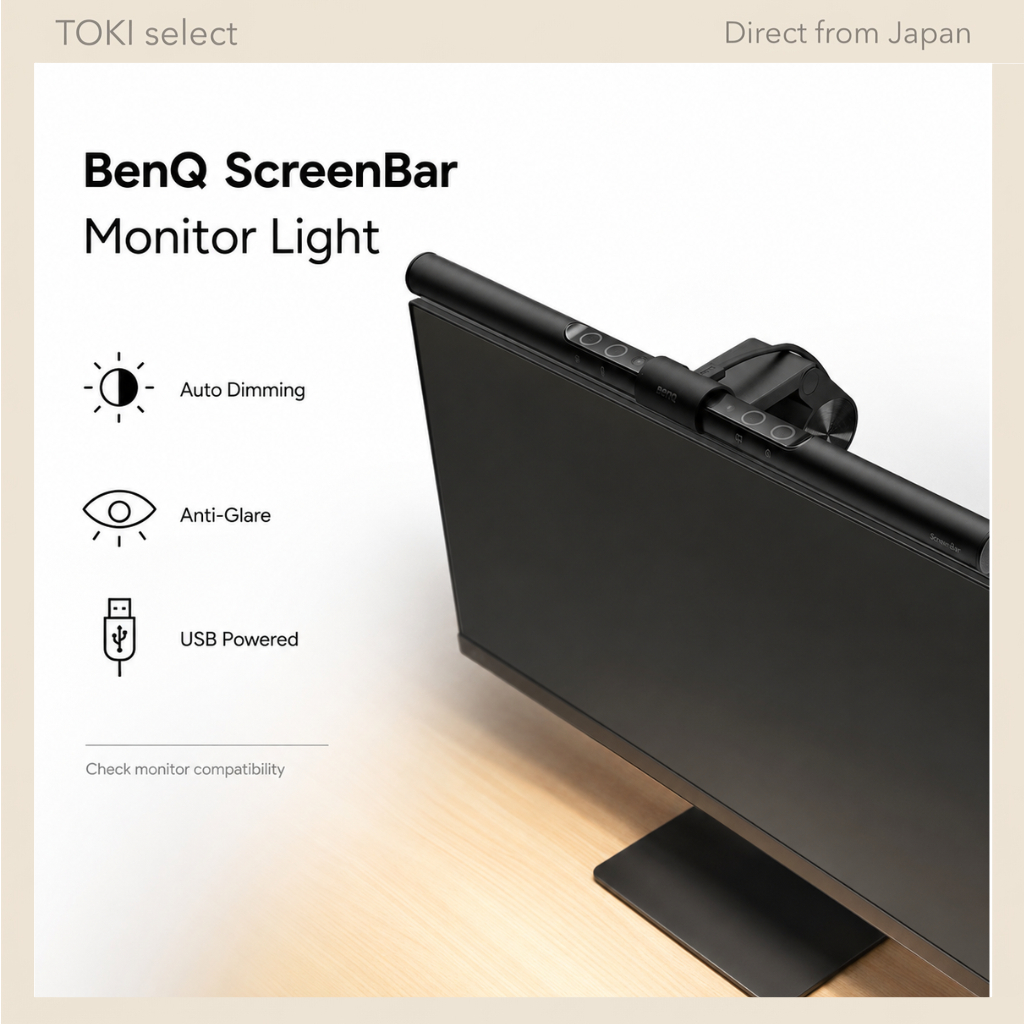 BenQ ScreenBar Monitor Light Standard Model Auto Dimming Eye Care LED Desk Lamp Black