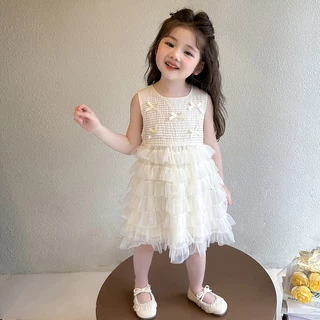 PRINCESS KESLI 2-12 ปี ชุดเดรสเด็กผู้หญิง แขนกุด เดรสเจ้าหญิงเด็ก เหมาะกับฤดูร้อน ผ้ายืดได้ หวานน่ารัก