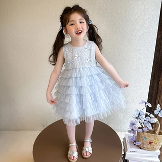 PRINCESS KESLI 2-12 ปี ชุดเดรสเด็กผู้หญิง แขนกุด เดรสเจ้าหญิงเด็ก เหมาะกับฤดูร้อน ผ้ายืดได้ หวานน่ารัก