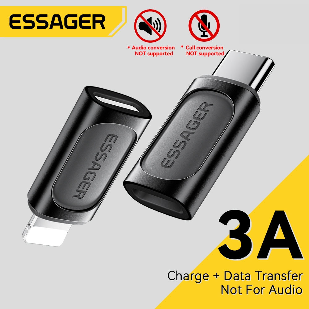 Essager อะแดปเตอร์ 3A OTG จาก L to Type-C to L อะลูมิเนียม ชาร์จเร็ว 480Mbps