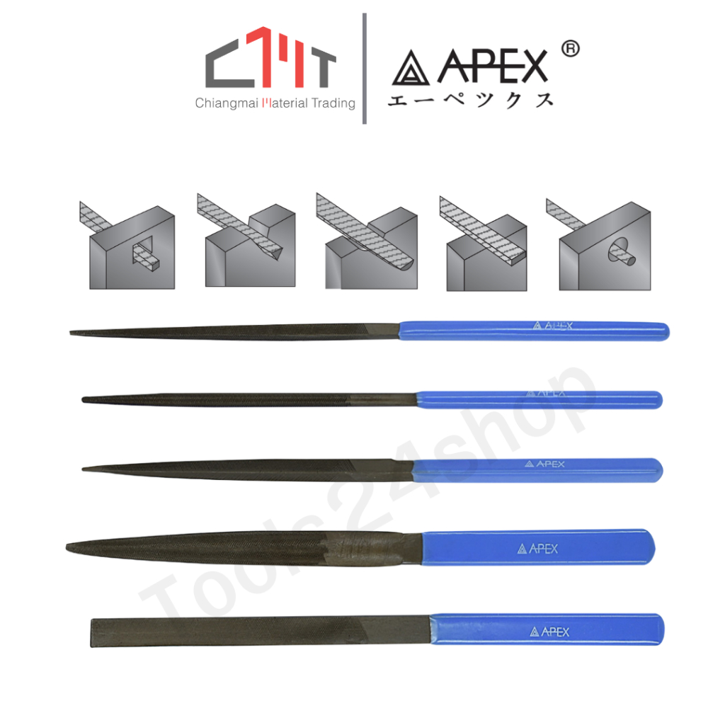 APEX ตะไบช่างแบบญี่ปุ่น ละเอียด มีให้เลือกหลายแบบ กลม,สามเหลี่ยม,สี่เหลี่ยม,ท้องปลิง,แบน No.DSAF