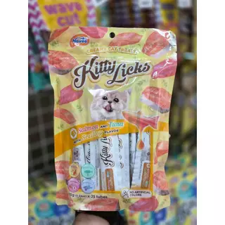 9268 Novee Kitty Licks / โนวี่ คิตตี้ลิค ขนมแมว ขนมแมวเลีย รสแซลมอน,ทูน่าและหอยเชลล์(แพ็ค25ชิ้น) ***1ถุง 99บาท