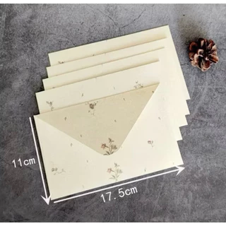 (En7) ซองจดหมาย ซองการ์ด ซองงานแต่ง สีครีม ลายดอกไม้ : ซองจดหมายลายสวยราคาถูก envelope