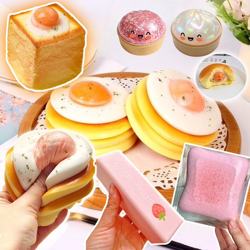 ของเล่นบีบอัด อาหารจำลอง บีบของเล่น ขนมปังสร้างสรรค์ การดีดกลับช้า ของเล่นคลายเครียด ช่วยคลายเครียด แบบนิ่ม
