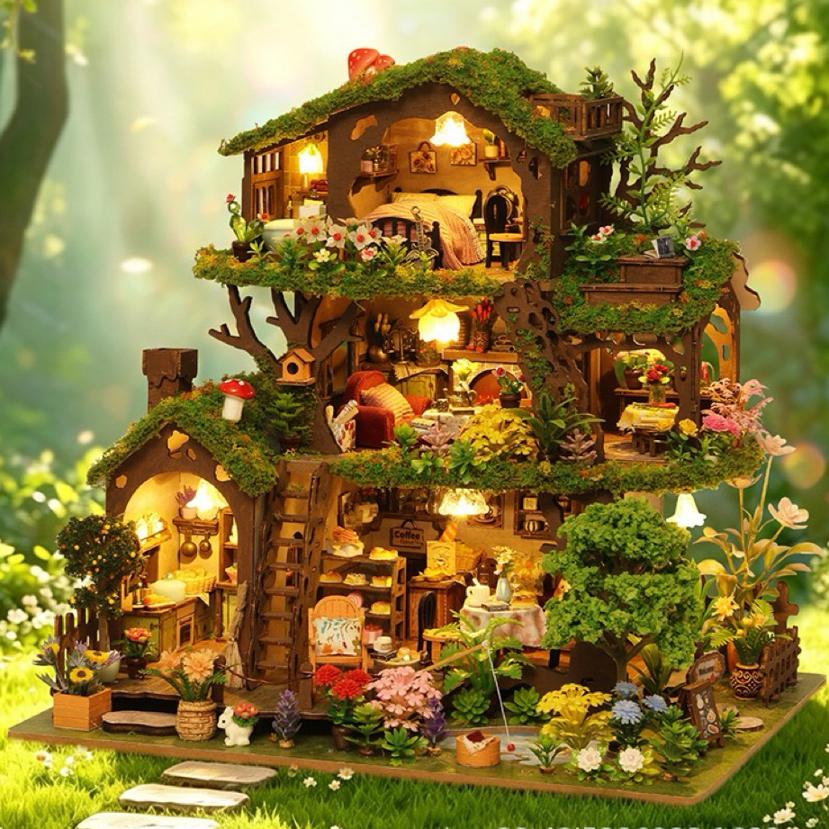 DIY รุ่น EA005 บ้านต้นไม้แห่งกาลเวลา ของโชว์ ของสะสม งานอดิเรก บ้านโมเดลจิ๋ว