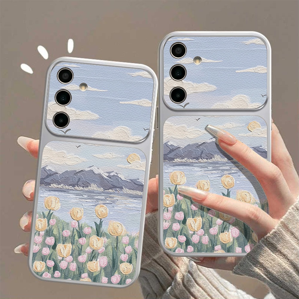 เคสป้องกันหนัง PU สำหรับ for Samsung A55 5G/A56 5G/S24 Ultra/S25 Ultra/A07/S25 FE พร้อมการปกป้องเลนส์กล้องแบบเต็มรูปแบบ