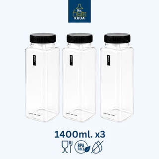 Naikrua ขวดน้ำพลาสติก 3 ชิ้น ความจุ 1,400 มล. มีสเกลบอกปริมาตร ขวดน้ำ Water Bottle