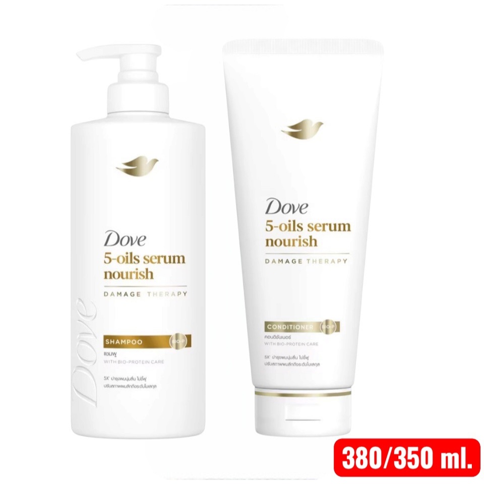 Dove โดฟ แชมพู 5-ออยล์ เซรั่ม นอริช 380 มล. + คอนดิชันเนอร์ 350 ml.