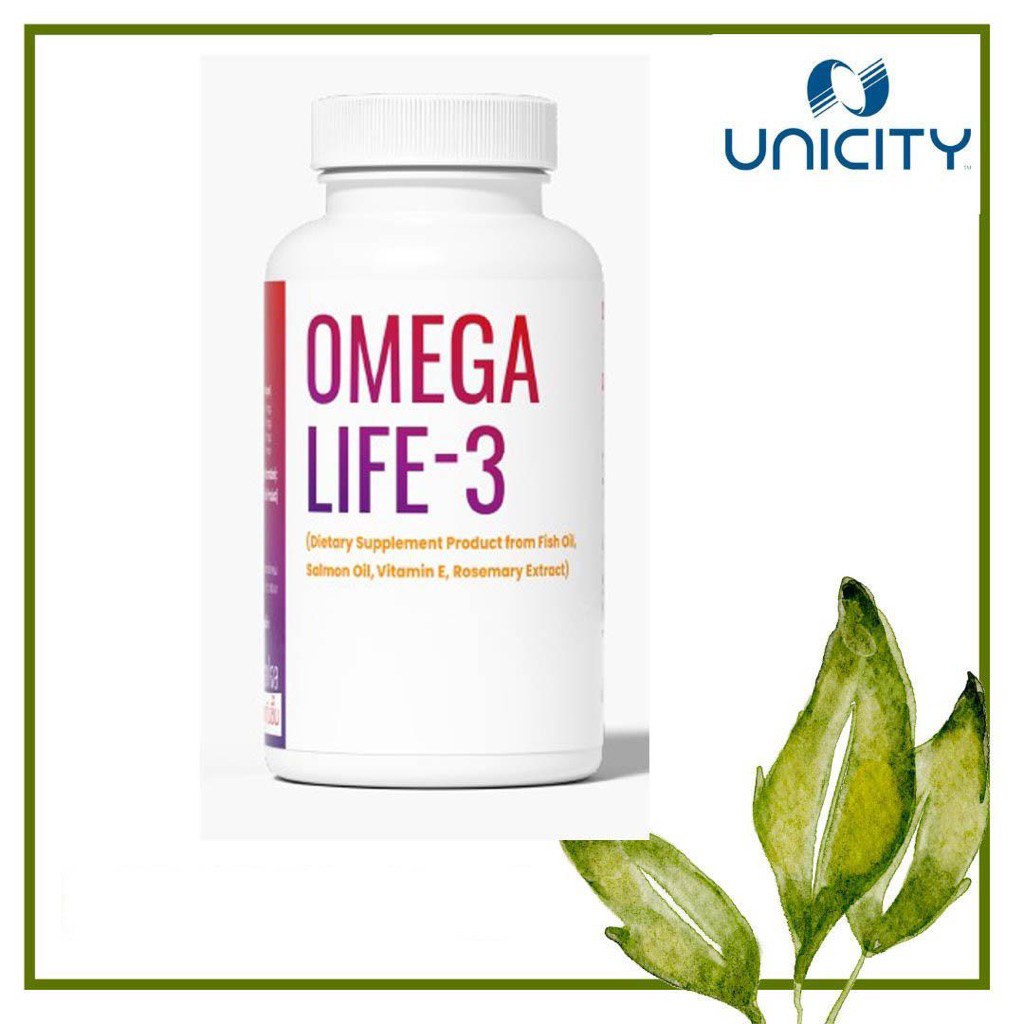 Unicity Omega3 โอเมก้า ไลฟ์ 3 (ผลิตภัณฑ์เสริมอาหารจากน้ำมันปลา, น้ำมันปลาแซลมอน, วิตามินอี, สารสกัดจ