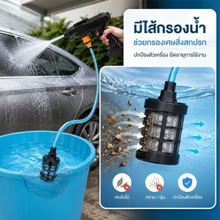 TURBO เครื่องฉีดน้ำแรงดันสูงไร้สาย ปืนฉีดน้ำล้างรถพกพา เครื่องล้างรถและมอเตอร์ไซค์ พร้อมแบตเตอรี่คู่ ใช้งานสะดวก