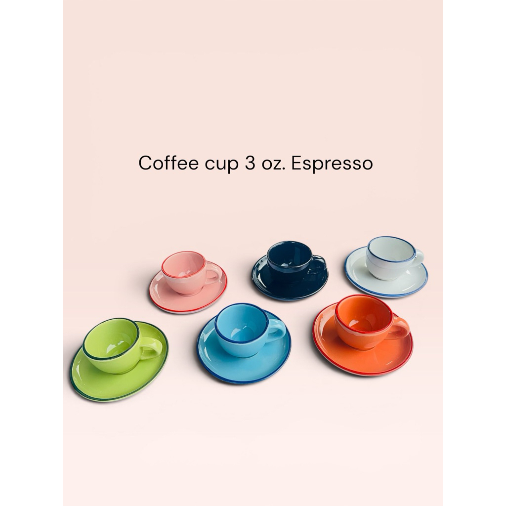 แก้วกาแฟ ชุดแก้วกาแฟเซรามิค ขนาด 3 ออนซ์ Espresso สีสดใสวินเทจ