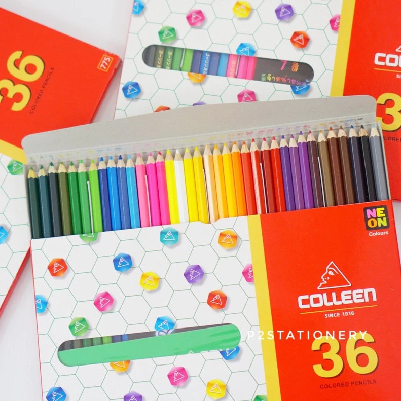 สีไม้คลอรีน (คลอลีน) แท่งยาว 36 สี หัวเดียว (กล่อง)