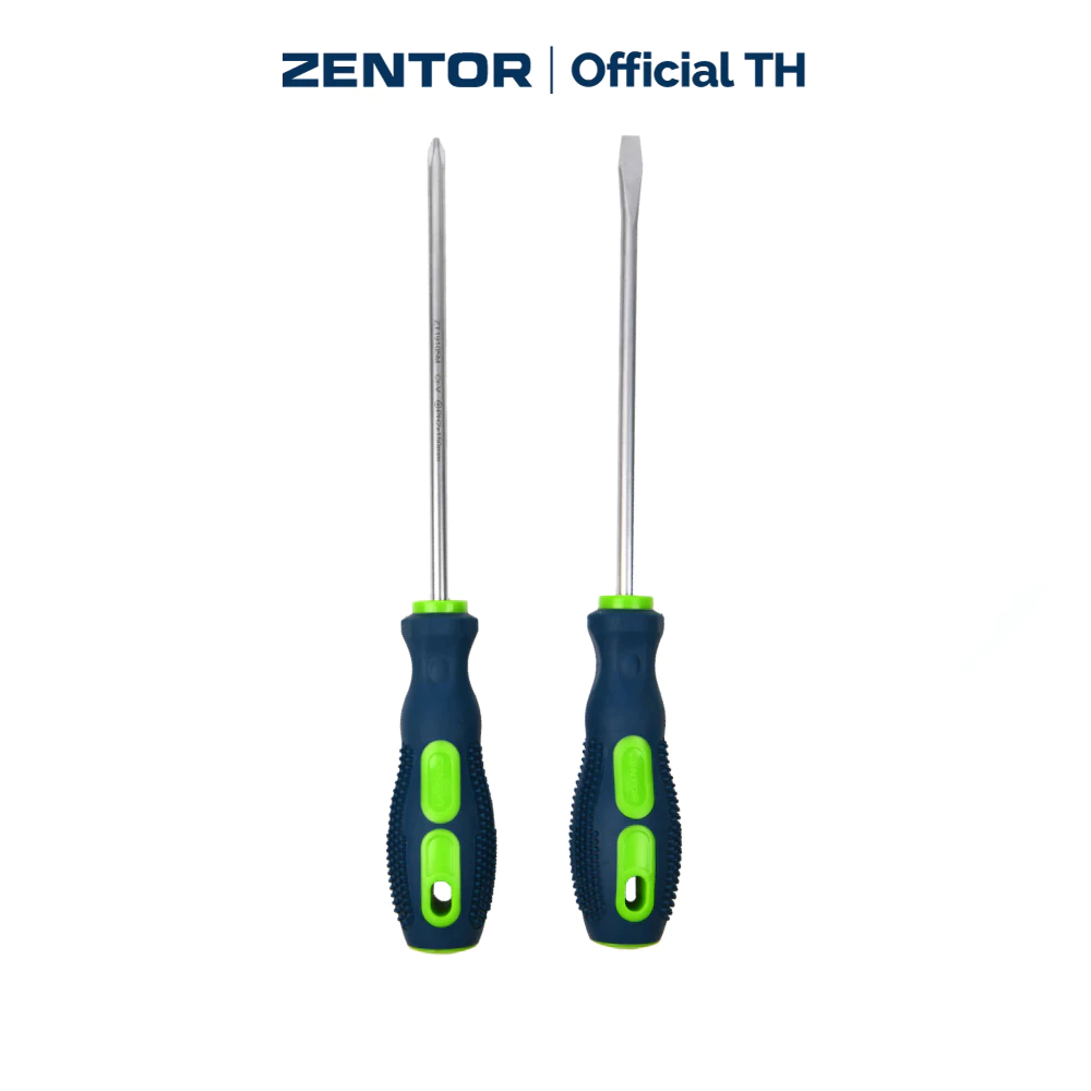 Zentor ไขควง ไขควงหัวแฉก ไขควงสลับ 1-6mm เหล็กCRV ปากแบน หัวแบน ปลายแม่เหล็ก เซ็ท 2 ชิ้น Screwdriver