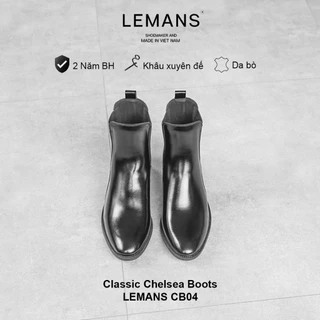 Chelsea Boots Classic Black LeMans CB04 รองเท้าหนังวัวสําหรับผู้ชายหัวแหลม ส้นสูง 5 ซม. 24 เดือน