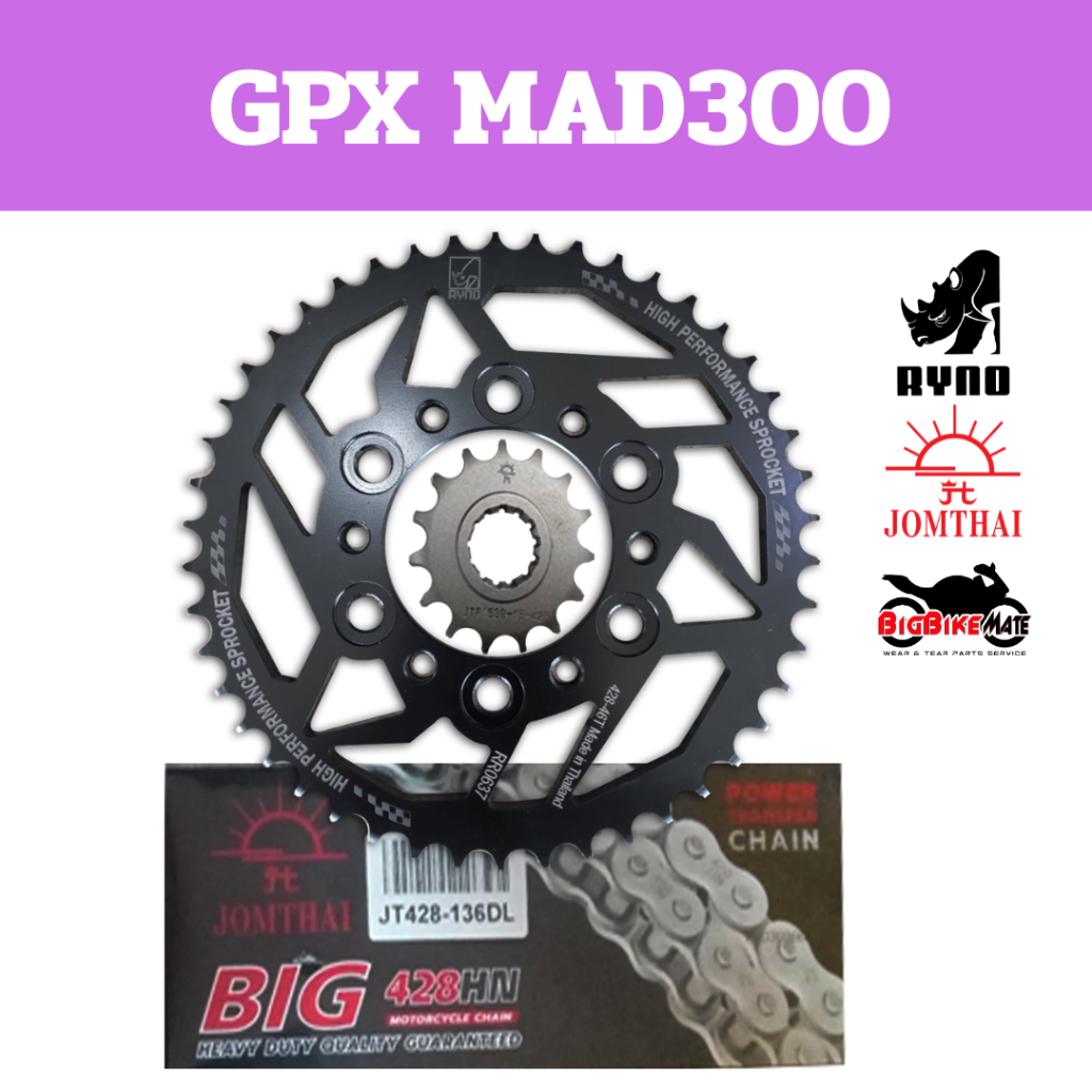 โซ่สเตอร์ GPX MAD300 พร้อมโซ่ Jomthai Ryno