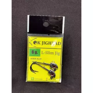 OK JIGHEAD L-Slim Jig เบ็ด Mustad หัวจิ๊กตาหวาน ทรงสลิม สำหรับเหยื่อยาง (3.5g - 15g) L-Slim Jighead 2X/3X
