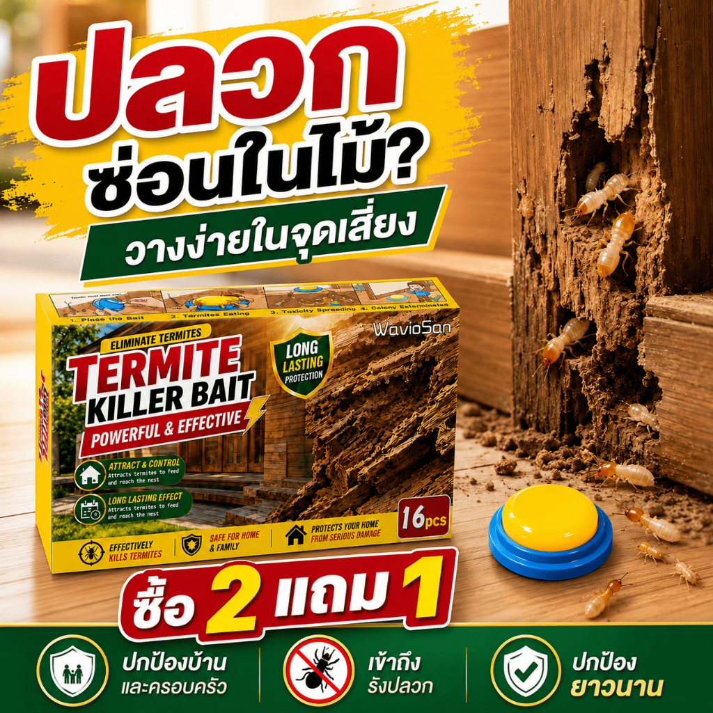 ซื้อ 2 แถม 1 เหยื่อกำจัดปลวก เหยื่อปลวก เหยื่อล่อปลวก 16 ชิ้น/กล่อง ปกป้องบ้านได้ดี ใช้งานง่าย วางได้หลายจุดในบ้าน