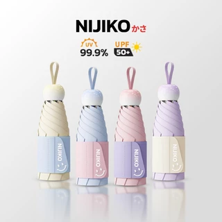 ร่มแคปซูลมินิมอล ลายหน้ายิ้ม ผ้าร่มเคลือบสีกันแดด สะท้อนรังสี UV UPF50+
