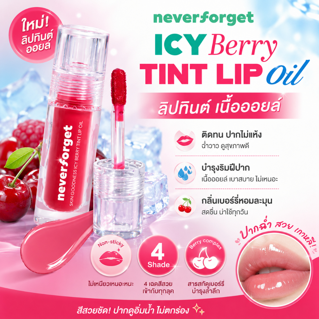 [สินค้าสำหรับแถม] Never Forget ลิปออยล์ ลิปทินต์ สีติดทน คละสูตร