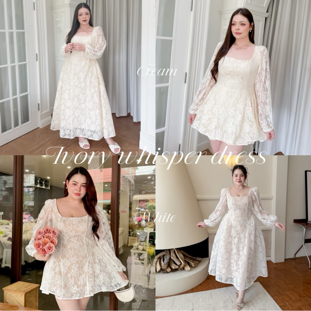 Lady M | Ivory Whisper Dress plussize เดรสผ้าลูกไม้งานสวยปัง มีให้เลือกทั้งแบบสั้นและยาว ใส่ออกงาน ดินเนอร์ ลุคหวานๆ