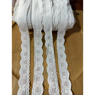 ลูกไม้เส้นเนื้อคอตตอล สีขาวออฟ /ดำ/ชมพู กว้าง 3เซน ยาว 15หลา ราคา150บาท