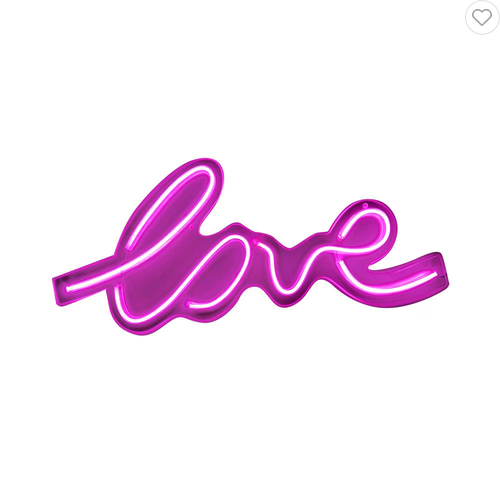 ป้ายไฟ LED CARINI LOVE สีขาว/ชมพู