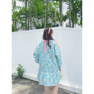 NITAAN ✨(54)KATHY DRESS เดรสคอตตอนแท้มีซับ เว้าแขนพอน่ารัก คอผูกโบว์ มีกระเป๋า โอเคครบ