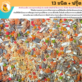 [แบ่งแพ็ค] อาหารนก เล็ก - กลาง สูตร 13 ชนิด + ฟรุ๊ต รวมมิตรส์
