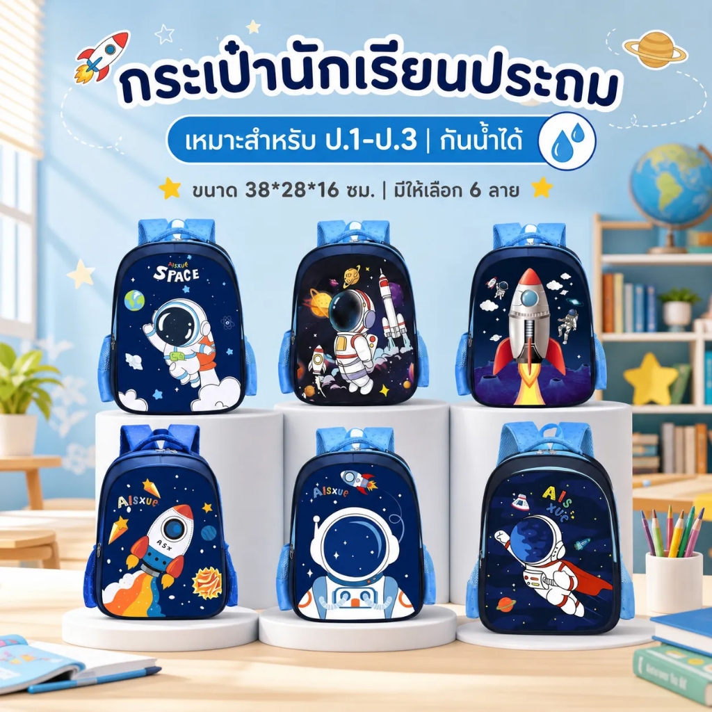🔥พร้อมส่ง🔥กระเป๋านักเรียนเด็ก อนุบาล ประถม 4-8 ปี ลวดลายการ์ตูน กระเป๋าเป้เด็ก