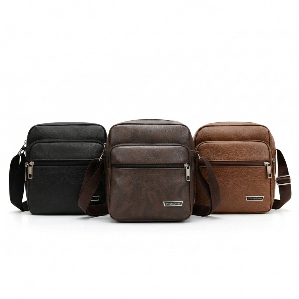 newyorkgallery(N1764) กระเป๋าหนังสะพายข้าง มี 3 สี มีช่องเยอะ