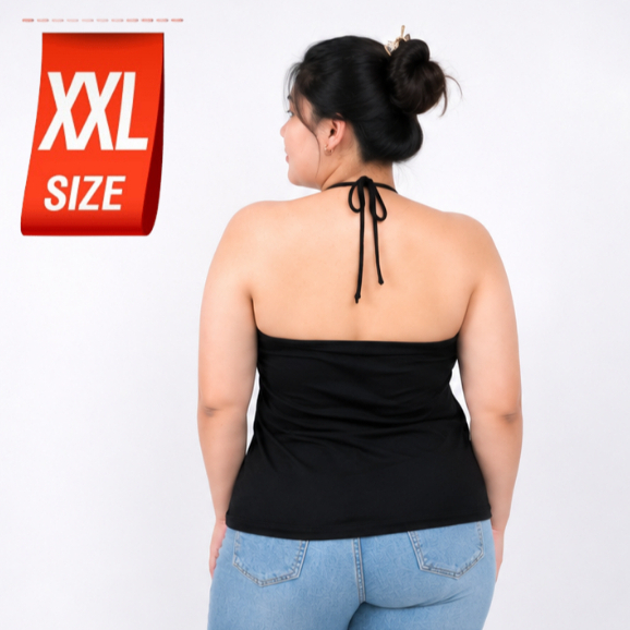 CHOTY ผูกคอ ไซส์ XXL เสื้อสายเดี่ยวผูกคอ ผ้าเรย่อน พลัสไซส์ อก 40-55 นิ้ว สาวอวบ XXL เสื้อคล้องคอคอเว้า CHOTYSHOP BAX.G