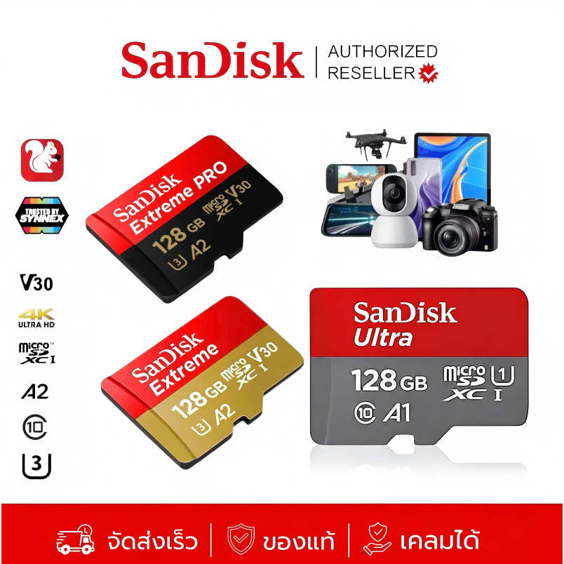 Sandisk Memory Card MicroSD 32GB 64GB 128GB Classic 10 Ultra A1 A2 U3 Extreme Extreme Pro