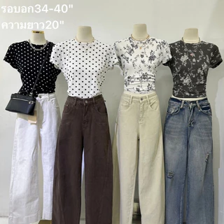 A1081 เสื้อยืดลายจุด & ลายดอก ไอเทมใส่ง่าย แมทช์ได้ทุกวัน ทรงเบสิก