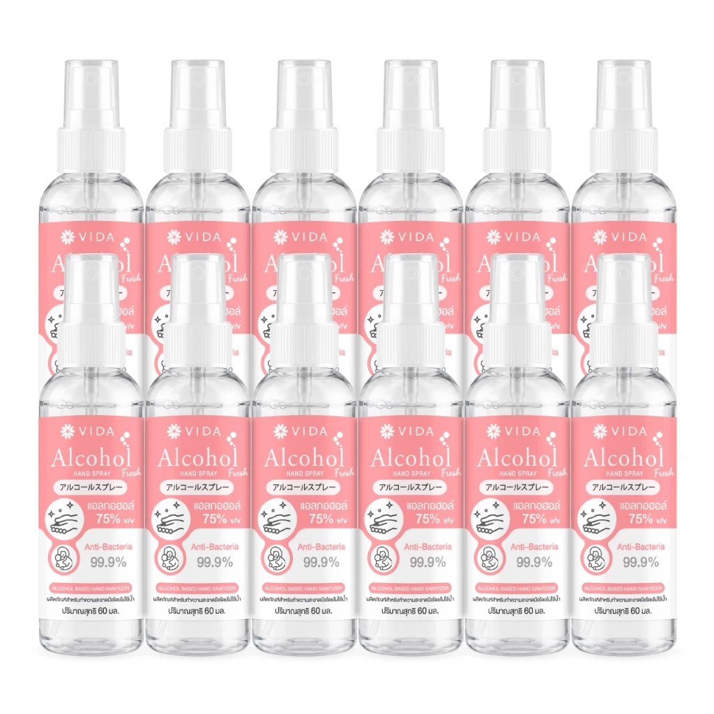 [Set] วีด้า สเปรย์ แอลกอฮอล์ 75% 60ml x 12ชิ้น กลิ่นฟลอรัล เฟรช หอมมาก VIDA SPRAY ALCOHOL FLORAL FRESH 12 pcs