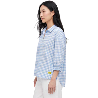 * One Price * Blue Corner เสื้อเบลาซ์ลายสก็อต สม็อคแขน สีฟ้า / Long Puff Sleeves Shirt (Blue)