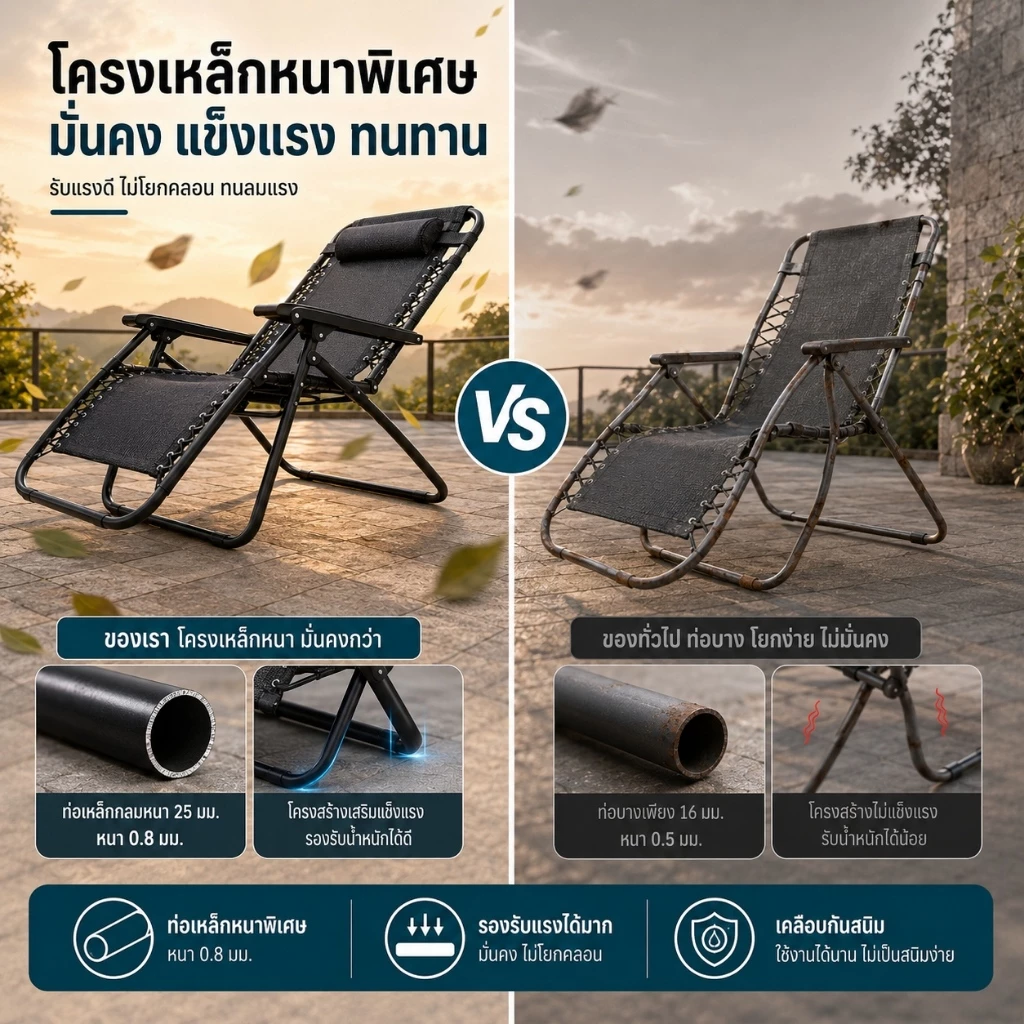 EF เก้าอี้พับแคมป์ปิ้ง ปรับเอนนอนได้ เตียงสนามพกพา thumbnail 3