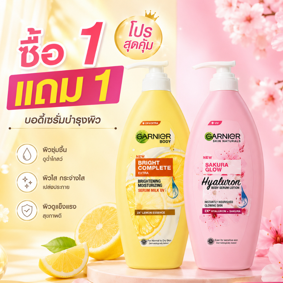 โลชั่นบำรุงผิวขนาด 400ml เนื้อบางเบา ซึมซาบซึ้งเร็ว ไม่มีความเหนียวเหนอะหนะ ให้ความชุ่มชื้นยาวนาน ปัจจุบันมีโปรโมชั่นซื้