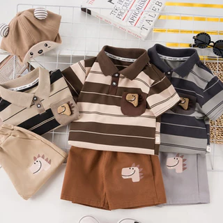 Babyonline(Y512)2K5 (ส่งด่วน1วัน) ชุดเซ็ตเสื้อคอปกกางเกงขาสั้นสุดเท่สำหรับเด็กผู้ชาย ผ้านิ่ม ระบายอากาศได้ดี