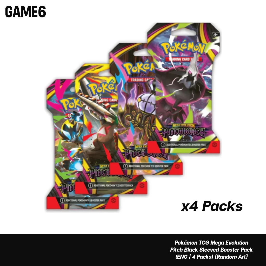 Pokémon TCG Mega Evolution – Pitch Black Sleeved Booster Pack (ENG | 4 Packs) [Random Art]
