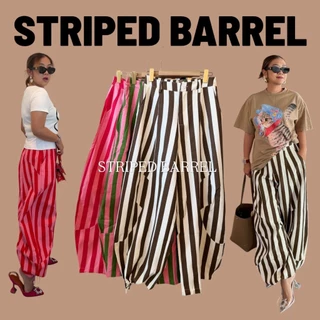C47 กางเกงบาเรลลายตั้ง Stripe Barrel Pants
