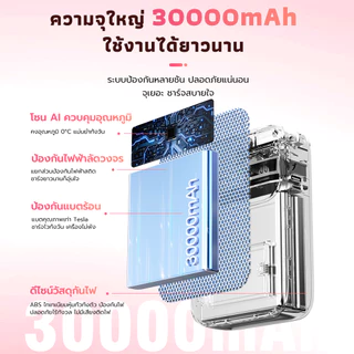พาวเวอร์แบงค์ CCC 30000/20000mAh 22.5W ชาร์จเร็ว สายในตัว 2 เส้น ปลั๊ก AC พับได้ ชาร์จแบบแม่เหล็ก มีที่วางมือถือ แถมสติก