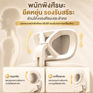 เก้าอี้คอม เก้าอี้ทํางาน นั่งนานไม่ร้อนตาข่ายน้ำแข็งเย็นและระบายอากาศได้ดี เบาะยางพารา ที่วางแขนและเบาะรองนั่งปรับได้