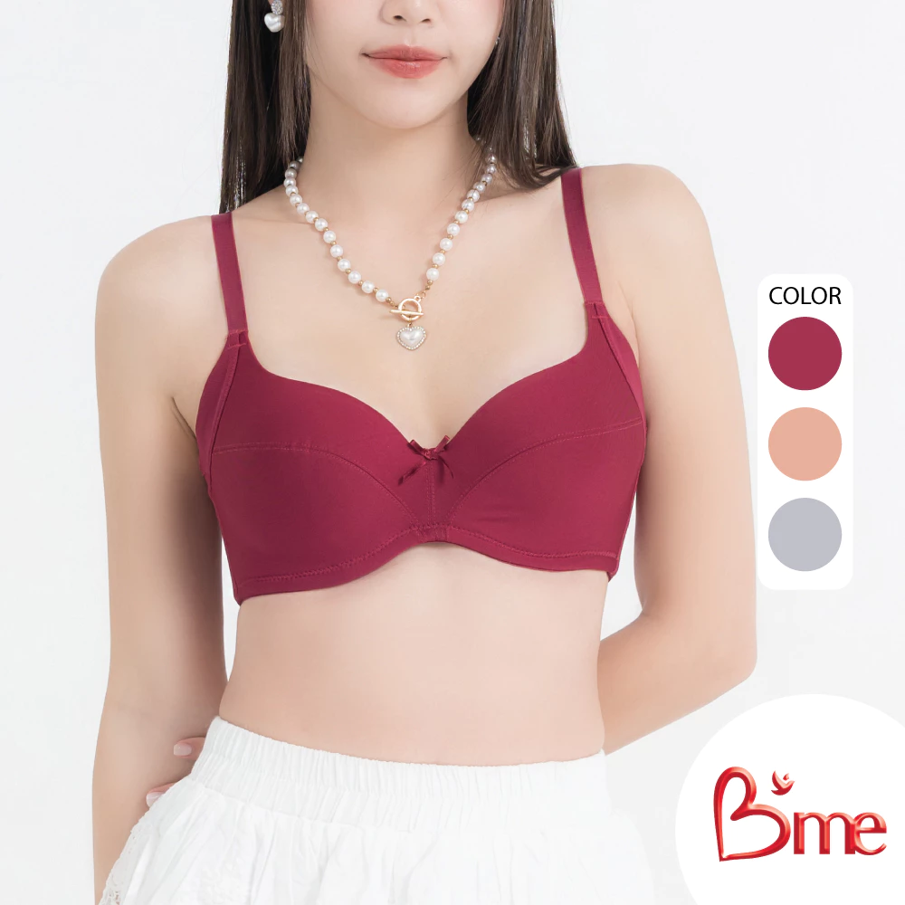 B'me เสื้อชั้นในมีโครง level 1 ฟองบาง) รุ่น ME1C82 สีเทากลาง สีน้ำตาลอมส้ม สีแดง