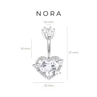 Jewelry แหวนสะดือ ปุ่มท้องแหวน สเตนเลส รูปหัวใจ ใกล้ชิด เจาะสะดือ เครื่องประดับหน้าท้อง NR250902