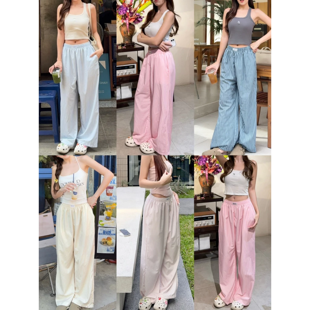 BABEJUB.X l KATHY PANTS กางเกงผ้าขายาวลายทาง ใส่สบายย น่ารักมากกก
