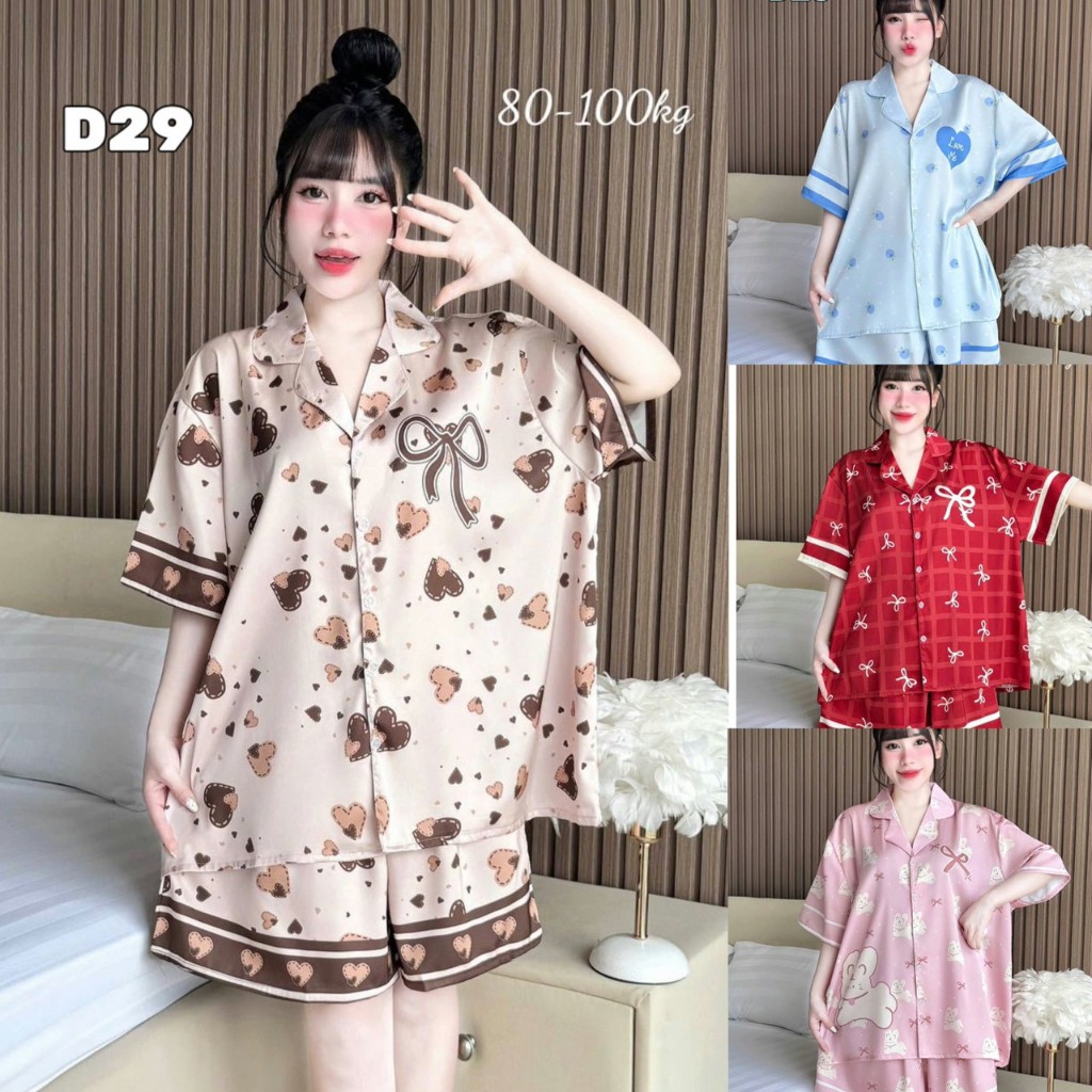🔥งานใหม่🔥แขนสั้น-ขาสั้น Bigsize อก52”ผ้าไหมทอซาติน(Silk Satin) ผ้าสวย นุ่ม ลื่น ใส่สบาย