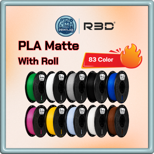 R3D PLA Matte 1KG With Roll 1.75mm เส้นพลาสติกเครื่องพิมพ์ 3D ผิวด้าน พิมพ์ง่าย 83 สี