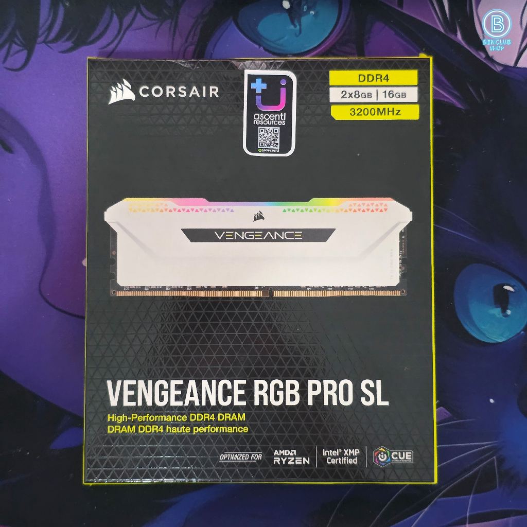 RAM (แรม) CORSAIR VENGEANCE RGB PRO SL DDR4 16GB (2X8) 3200MHz WHITE สินค้ามือสอง
